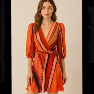 Vibrant Striped Wrap Dress
